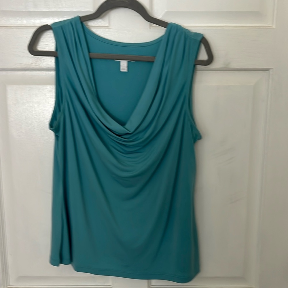 Sleeveless drape neck tunic